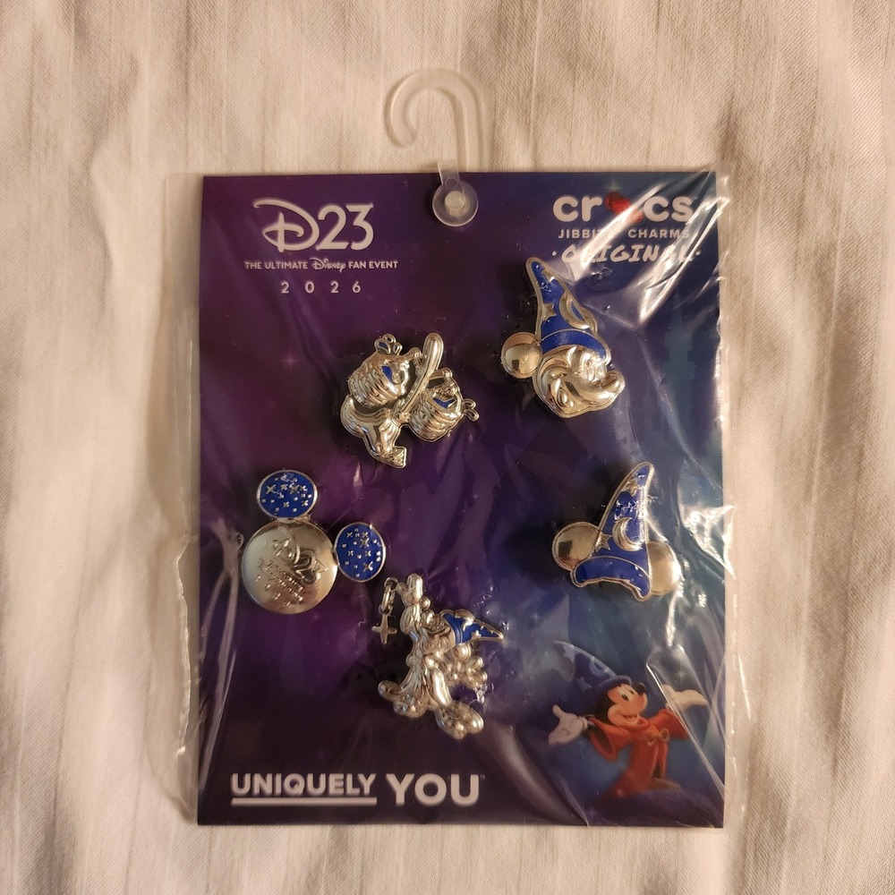 Disney D23 Expo 2026 Sorcerer Mickey Crocs Jibbitz Shoe Charms Set 5 Pack New